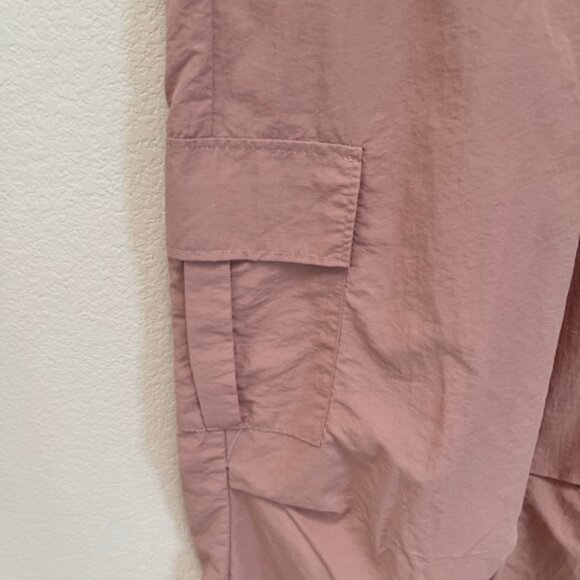Women's Dusty Pink Cargo Pants Elastic Waist Wide Leg Casual Trousers XXL - Picture 2 of 8